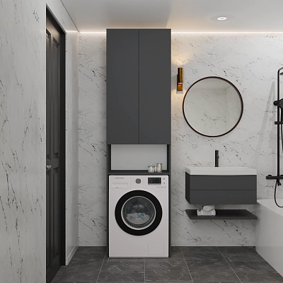 Шкаф-пенал с нишей для стиральной машины Эрис Графит